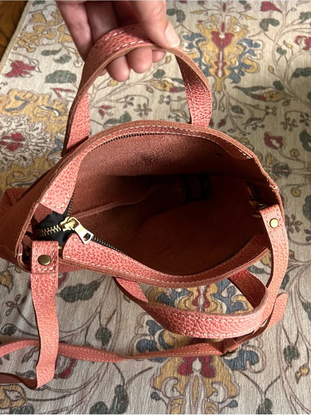 Portland Leather Goods Mini Tote Zip Top;  Flamingo Pink (Unicorn)